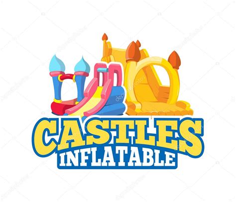 Ilustración Vectorial De Castillos Inflables Y Colinas Infantiles En El Patio De Recreo 2024