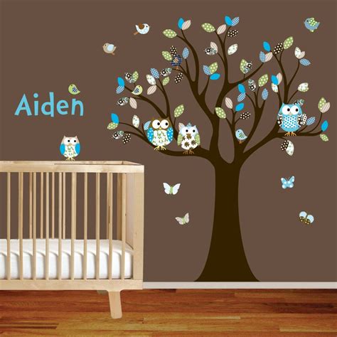 Vinyl Wall Decal Stickers Owl Tree Set Nursery Boy Baby 9900 Via