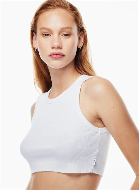 Tna Ribbed Cropped Racer Tank Aritzia Us