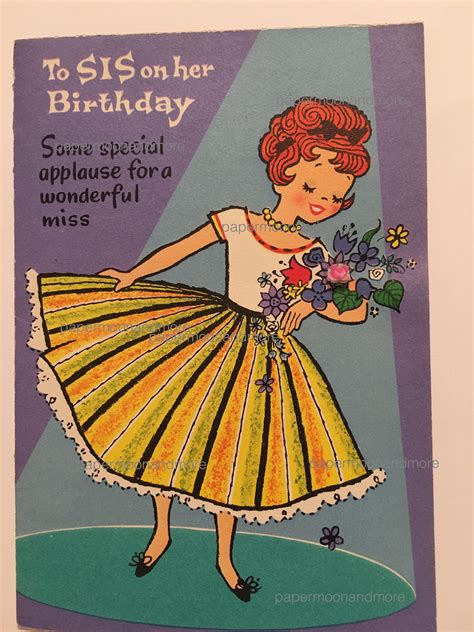 Vintage Birthday Card Sister Nos Unused 1950s Vintage Birthday Vintage Birthday Cards Sister