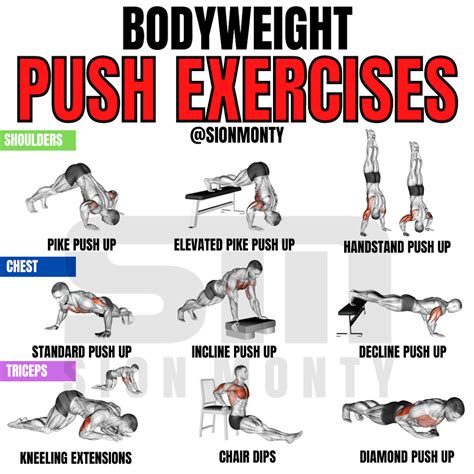 Bodyweight Push Exercises Calisthenics Workout Plan Push Day Workout