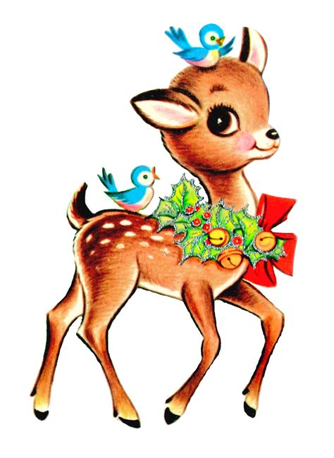Vintage Deer And Bluebirds Christmas Pinterest Christmas Past