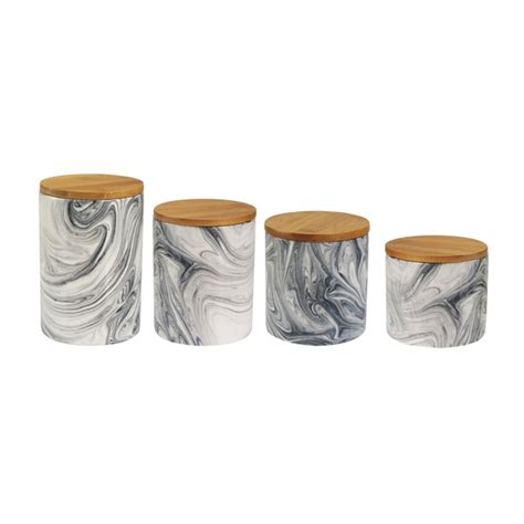 Shop Marble Grey 4 Pc Canister Set Free Shipping Today Overstock