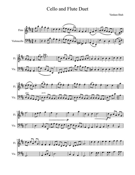 Cello And Flute Duet Sheet Music For Flute Solo