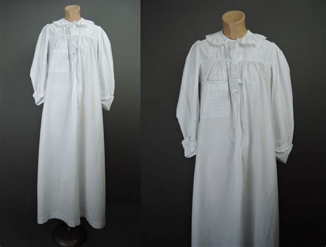Antique Victorian Nightgown Long White Cotton Fits 36 Inch Etsy