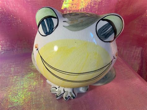 Large Vintage Ceramic Frog Piggy Bank Etsy