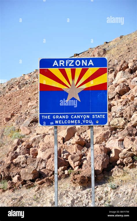 Arizona State Welcome Sign Usa Stock Photo Alamy
