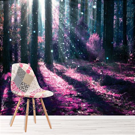 Enchanted Forest Wall Mural Purple Tree Photo Wallpaper Girls Bedroom
