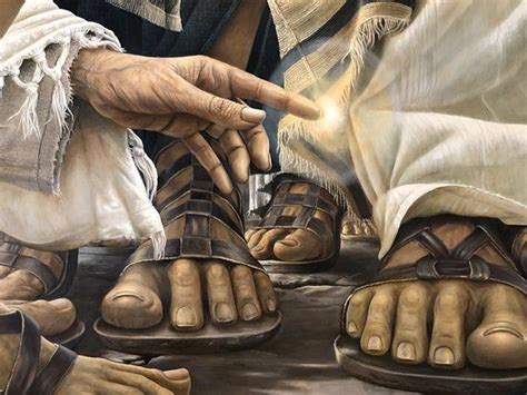 Magdala Migdal Picture Close Up Of Painting Of Woman Touching Jesus Robe To Be Healed In