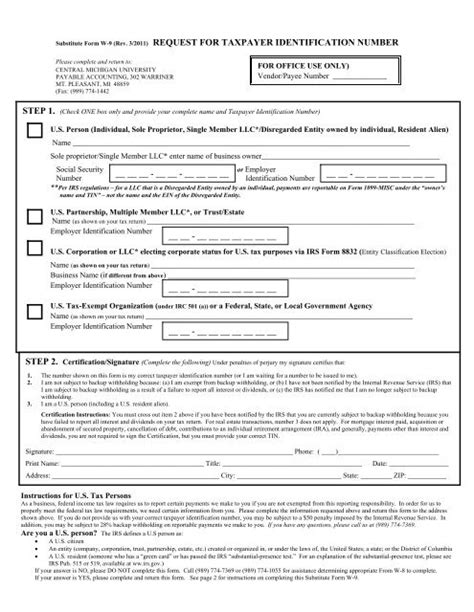 Substitute Form W 9 Fillable Printable Forms Free Online