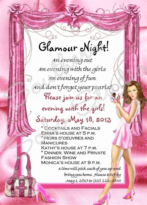 Ladies Night Invitation Wording Unique Glamour Girls Night Party