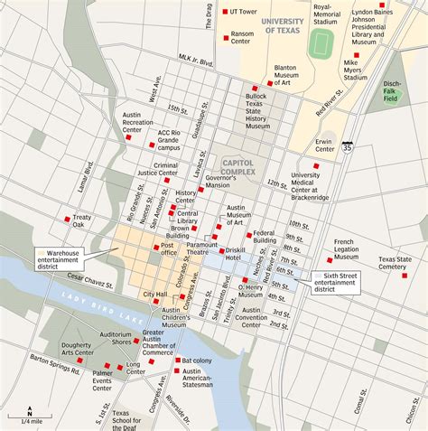Austin Tx Street Map Tourist Map Of English