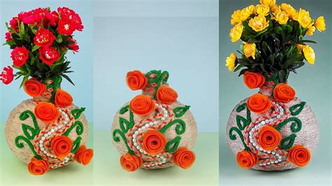 Diy Beautiful Flower Vase Making Idea Using Card Board And Jute