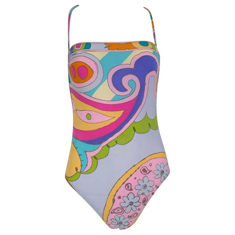 Leonard Bright Abstract Pint Silky Stretch One Piece Swimbathing Suit