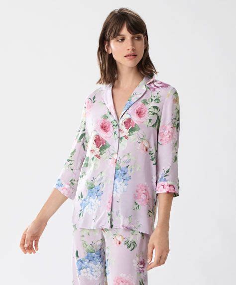 Shirt Style Pyjamas Oysho Tunic Tops Floral Tops Lounge Wear