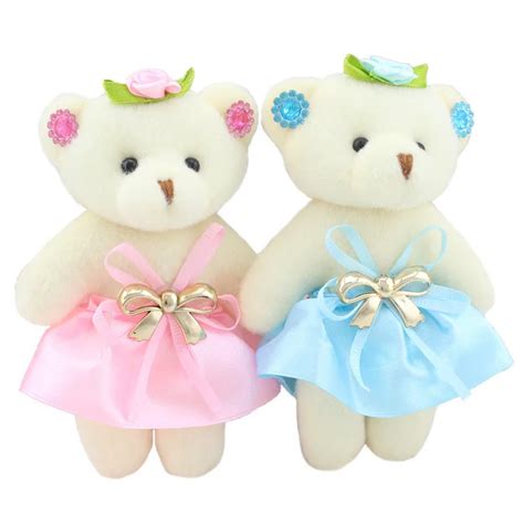 6pcslot Kawaii Small Teddy Bears Stuffed Plush 12cm Toy Mini Cartoon