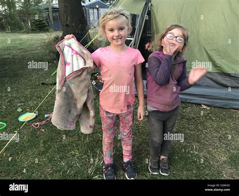 Dirty Children Having Fun At Camping Stock Photo Alamy