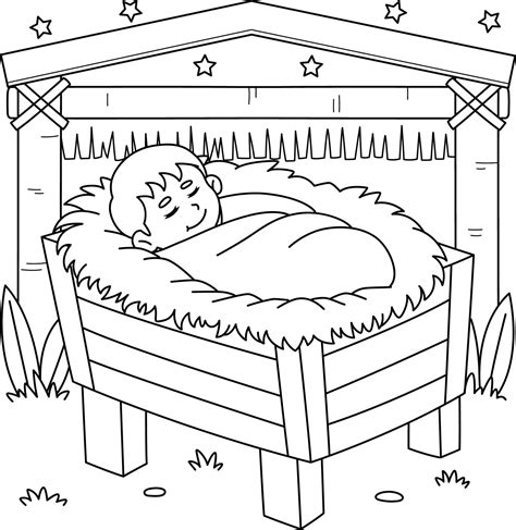 Baby Jesus In The Manger Coloring Pages