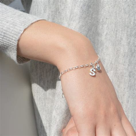 Childrens Personalised Silver Initial Charm Bracelet
