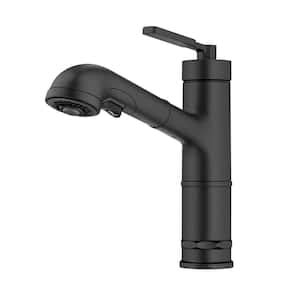 KRAUS Allyn Double Handle Transitional Bridge Kitchen Faucet With Pull Down Sprayhead In Matte