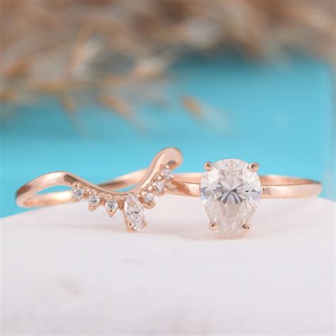 unique promise rings set for her simple and dainty 14k rose etsy uk