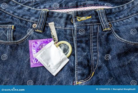 Condoms In Jeans Stock Photo Image Of Cotton Risk 135669536