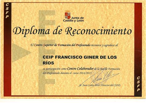 Mi Colegio Fco Giner De Los Ríos Valladolid Certificado De