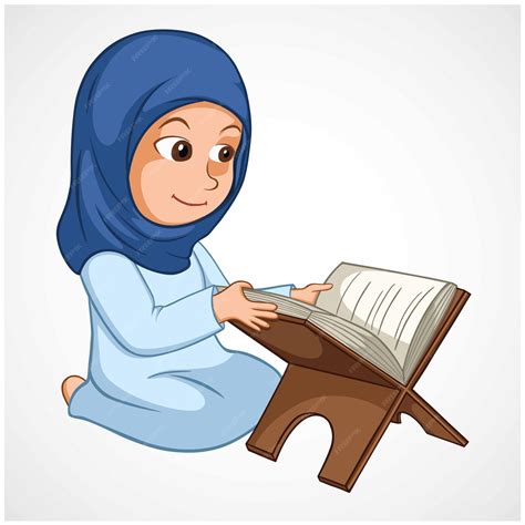 Premium Vector Girl Reading Quran The Holy Koran Book Of Islam