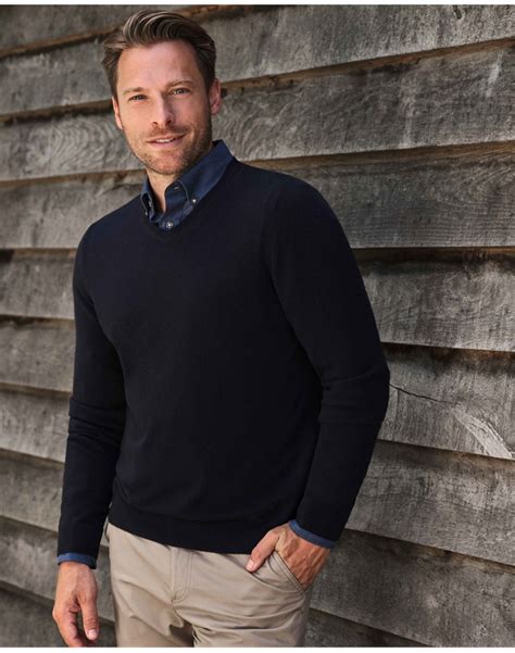Navy Mens Cashmere V Sweater Pure Collection