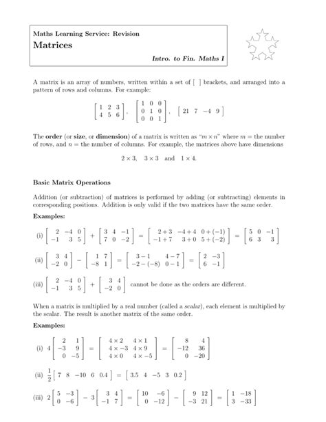 Matrix Multiplication Worksheet With Answers