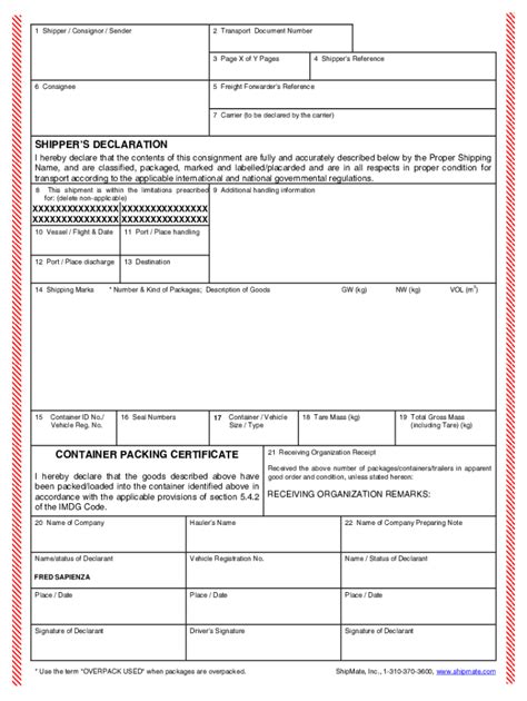 Shipmate Adr Dangerous Goods Declaration Fill And Sign
