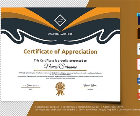 Certificate Of Appreciation Printable Certificate Certificate Of
