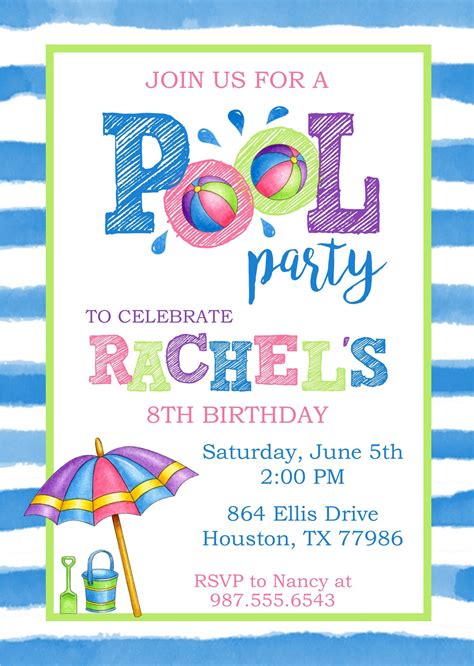 Pool Party Invitation Ideas