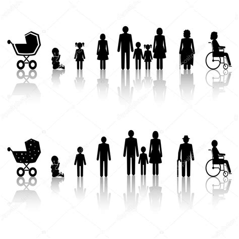 Icons With Different Life Stages Of The Men And Women — Stock Vector