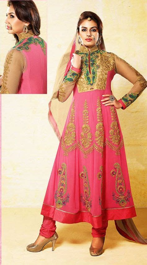 On the wedding day, the bride should have exquisite woven hairstyles, romantic wedding dresses, elegant makeup, and a pair of beautiful high heels. Huma Qureshi In Pink Anarkali Suit AG721251 | Anarkali ...