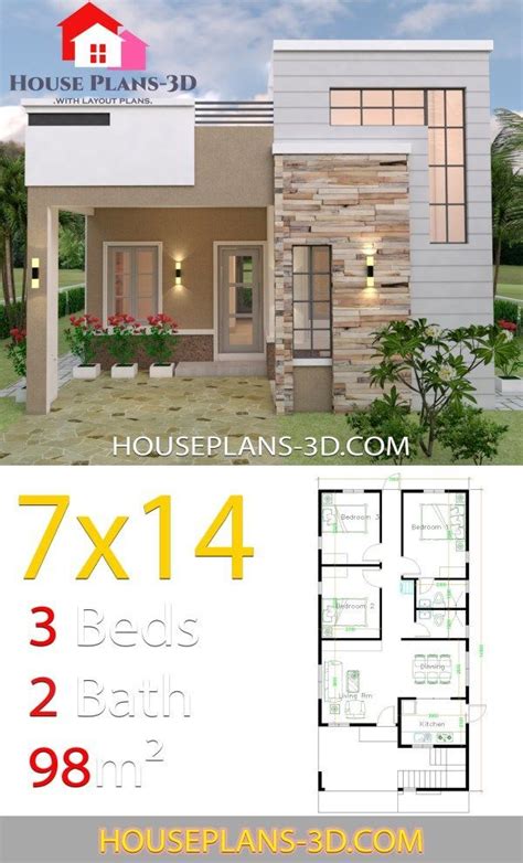 House Design Plans 7x14 With 3 Bedrooms Samphoas Plan En 2020