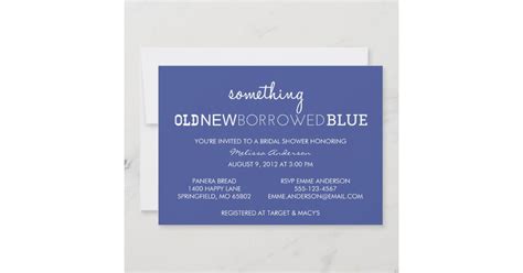 Something Old New Borrowed Blue Bridal Shower I Invitation Zazzle