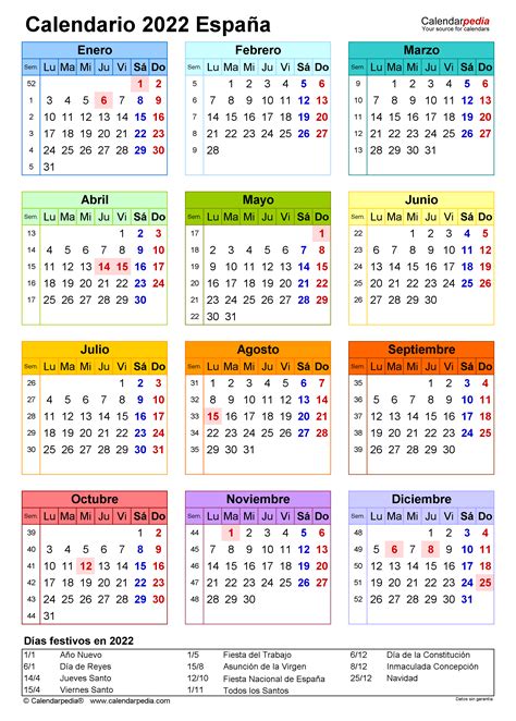 Calendario 2022 Para Imprimir Gratis Word 2022 Spain