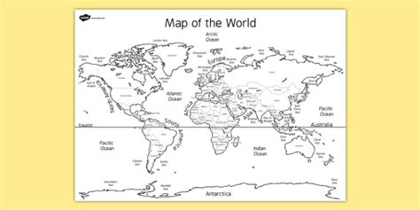 World Map Labelling Sheet World Map Map World Label Sheet
