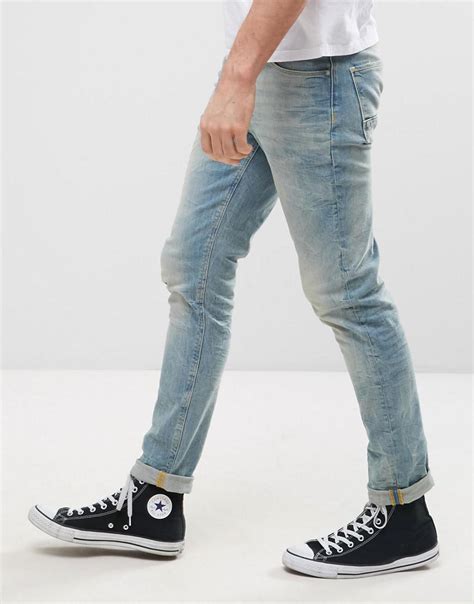 Asos Denim Skinny Jeans In 125oz Bleach Wash Blue For Men Save 55
