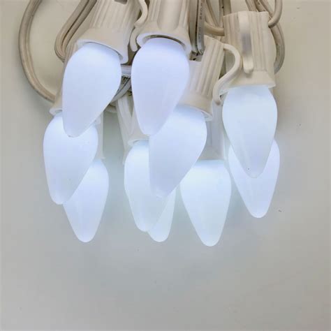 C7 Pure Cool White Opaque Led Smd Bulbs E12 Bases Christmas Light