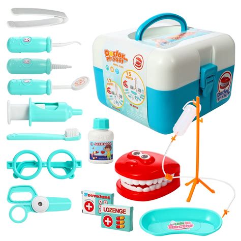 Ronshin 15 Pcs Toddlers Dentist Role Play Set Doctor Kit With Carry
