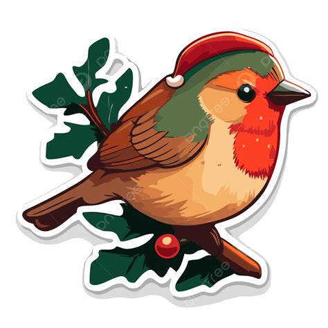 Christmas Sticker Includes A Colorful Bird And Leaves On The Front