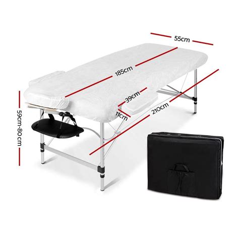 zenses 2 fold portable aluminium massage table massage bed beauty therapy black 55cm oi store