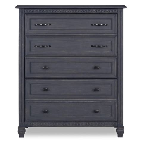 Evolur Madison Weathered 5 Drawer Grey Tall Chest 863 Wg The Home