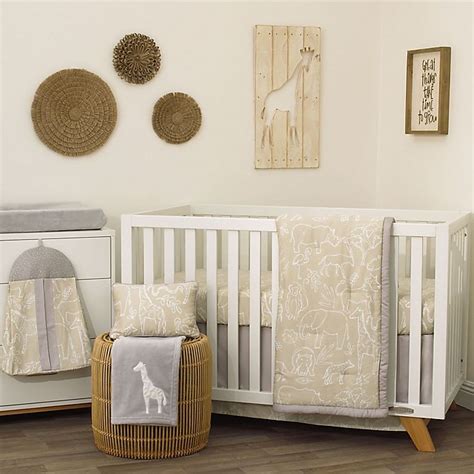 Crib bedding sets add personality and charm that will finish off the look of your child's room. NoJo® Dreamer Modern Safari Crib Bedding Set in Tan | Bed ...
