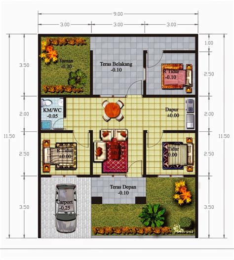 Gambar denah rumah ukuran 6x10 meter 2 lantai rumahminimalisprocom via rumahminimalispro.com. Denah Rumah Minimalis 1 Lantai Ukuran 10 X 15 | Desain ...