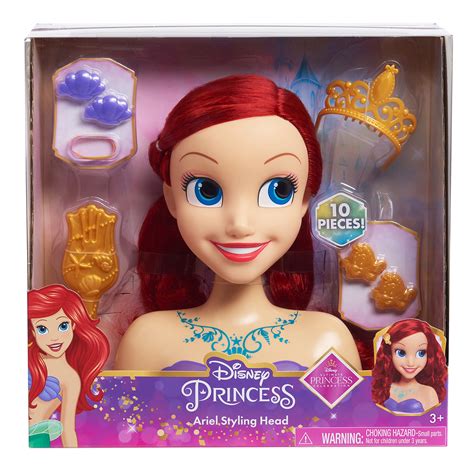 buy disney princess ariel styling head red hair 10 piece pretend play set the little mermaid
