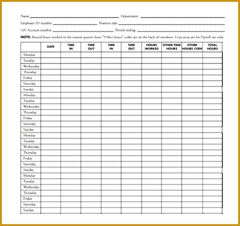 5 Printable Monthly Timesheet Template Fabtemplatez