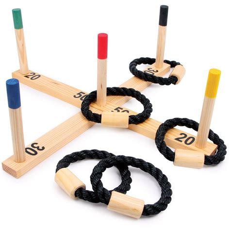 Players Can Take Turns To Throw The Rope Rings Over The Sticks Of This